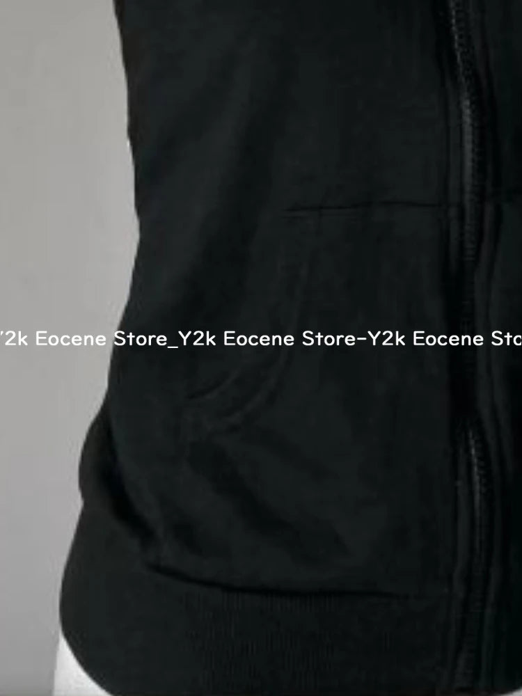 Y2K Subculture Skull Print Zip Cardigan Short Sleeve Women Japan Slim Fit Striped Hoodie Casual Tops Fashion Streetwear Clothes - Matrix Studios