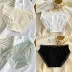 4 PCS/PACK Solid Color Women's Panties Mid-Waist Breathable Comfort Sexy Antibacterial Lace Innerwear - Matrix Studios