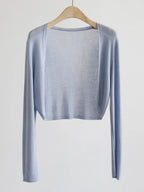 AOSSVIAO 2026 Women Elegant Solid Cardigan Coat Jackets Short Sleeve Korean Thin Knitted Shirt Female Y2K Cropped Top Outwea - Matrix Studios