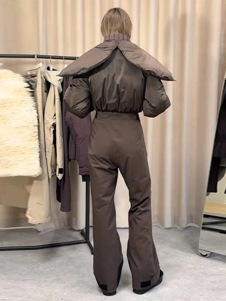 Cotton Ski Women's Winter Jumpsuit Sets Zipper Loose Jacket Straight Pants Suits Skiwear Snow Commute Street Outdoors Romper - Matrix Studios