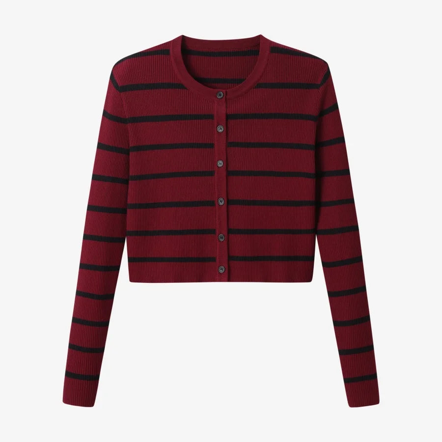 AS AW25 stripe knitting cardigan + sleeveless patch dress maxi matching set for woman clothing - Matrix-studios.com