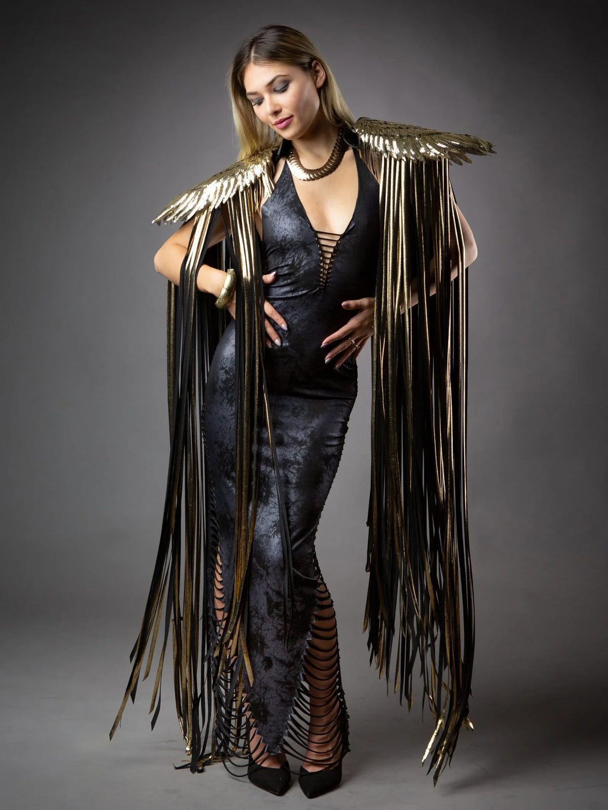 Sparkly Wing Fringe Tassel Patchwork Shawl Women Vintage Cosplay Cape Ponchos Bohemian Cardigan Cloak Boho Capes Streetwear 2024 - Matrix Studios