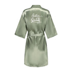 Women's Satin Robe Silk Kimono Bathrobe Pure Short Sexy Sleepwear Bridesmaid Bride Party Robes Grass Green