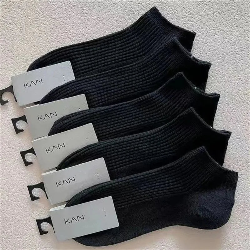 5 Pairs/Pack Ankle Socks Women 100% Cotton Invisible Sweat-absorbing Girls Low Tube Boat Socks white socks - Matrix Studios