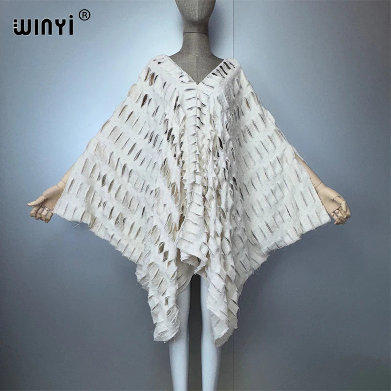 WINYI Original V Neck Denim Sexy Short Dress with Holes New Fashion Africa Womens Party Holiday Casual Maxi Beach Dress - Matrix Studios
