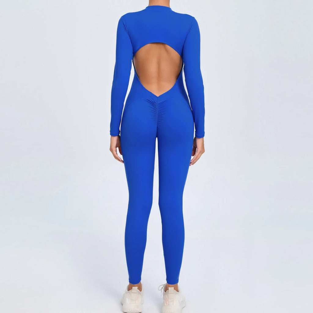 Sports Jumpsuit Woman Gym One Pieces Fitness Overalls Long Jumpsuits Summer Sexy Clothes for Women Long Sleeves Sportswear Blue - Matrix Studios