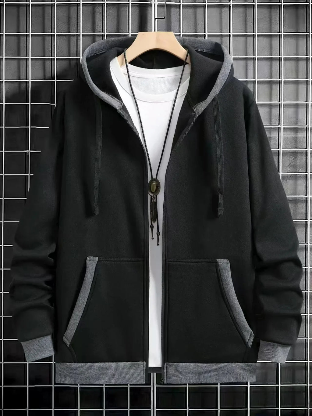 Thickened Men's Hooded Zipper Cardigan Casual Outerwear Fashionable Sweatshirt Autumn Winter New Arrival Cross-Border Style - Matrix Studios