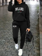MILANO Pants Sets for Women Clothing High quality Sweatshirt Sweatpant Hoodie Suit 2 Piece Autumn Winter Outfits Woman Tracksuit - Matrix-studios.com
