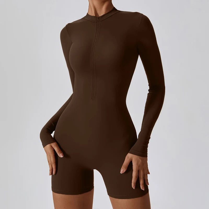 Women's Fitness Short Jumpsuits Long Sleeve Training Overalls One-Piece Sporty Suits Workout Romper Gym Clothing Woman Tracksuit - Matrix Studios