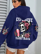 Expensive Talks Back Funny Printing Womens Hoodie Loose Multicolor Pullovers Fleece Autumn Sportswear Casual Pocket Hoody - Matrix Studios
