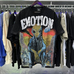 MIXED EMOTION Shirt Rhinestone Short Sleeve Men Women T-shirt Streetwear 100% Cotton Loose Round Neck Top Tees Oversized Tee Top - Matrix Studios