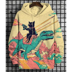 2026 Men's Hoodies Funny Cat Dinosaur UFO Art 3D Printed Cartoon Sweatshirt Men Women Tracksuit Oversized Casual Street Y2k Coat - Matrix Studios