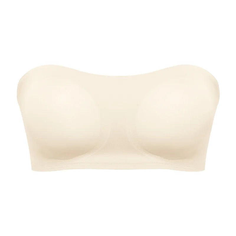 Women's Sexy Strapless Push Up Bra Removable Padded Seamless Ice Silk Top Women Invisible Beauty Back Anti-slip Off-shoulder Bra - Matrix Studios