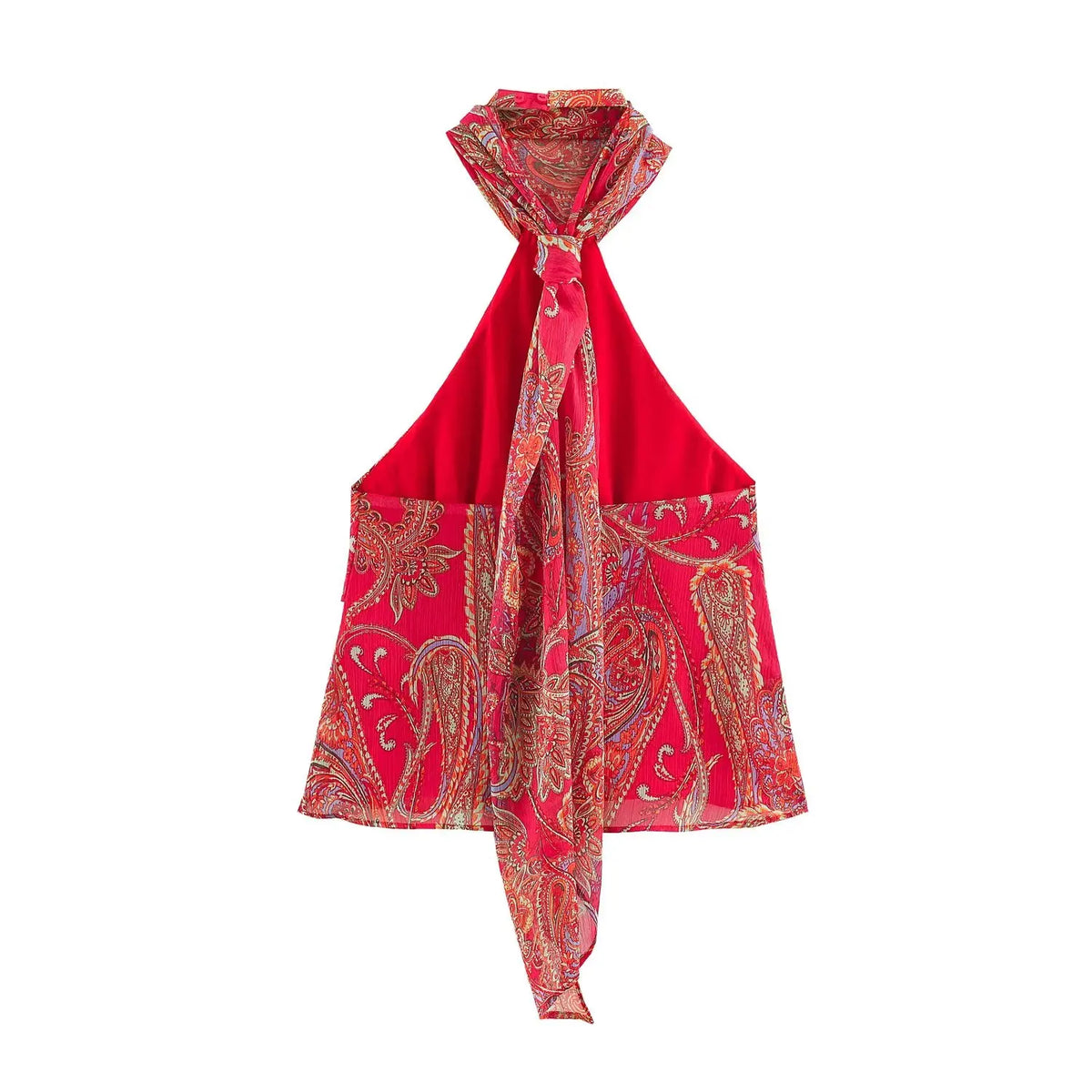 BSAY Summer Bohemian Women Bow Halter Neck Sleeveless Top High‑Waist Flowy Long Skirt With Belt Holiday 2‑Piece Matching Outfit - Matrix-studios.com