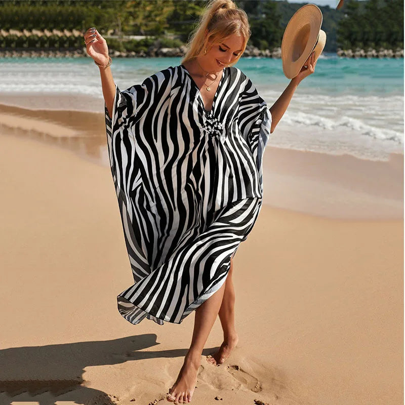 Plus Size Womens Animal Print Kaftan Dresses Caftans Swimwear Coverups Summer Bathing Suit Long Beach Dress - Matrix Studios