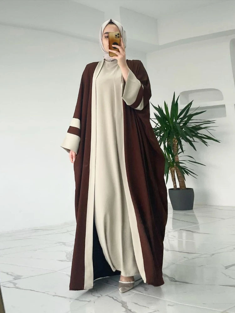 Eid Muslim Dress & Abayas for Women 2 Piece Set Musulman Ensembles Morocco Ramadan Caftan Abaya Kaftan Dubai Arab Long Robe 2024 - Matrix-studios.com