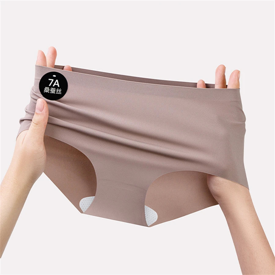 5PCS Seamless Mulberry Silk Underwear Ultral Thin Women's Panties Sexy High Elastic Invisible Briefs Soft Underpants Lingerie - Matrix Studios