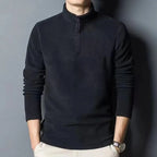 Autumn Winter New Warm Polo Shirts Men's Lamb Wool Sweatshirt Standing Neck Half Zip Long Sleeve Fashion Versatile Men Tees Tops - Matrix Studios