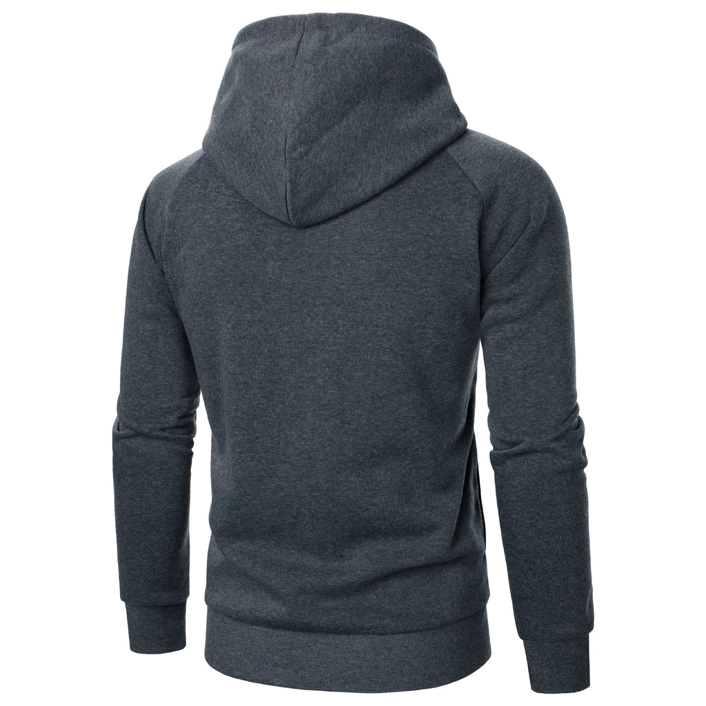 Autumn winter men's solid color hooded top Long sleeve side zipper design hoodie - Matrix Studios