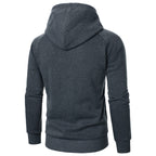 Autumn winter men's solid color hooded top Long sleeve side zipper design hoodie - Matrix Studios