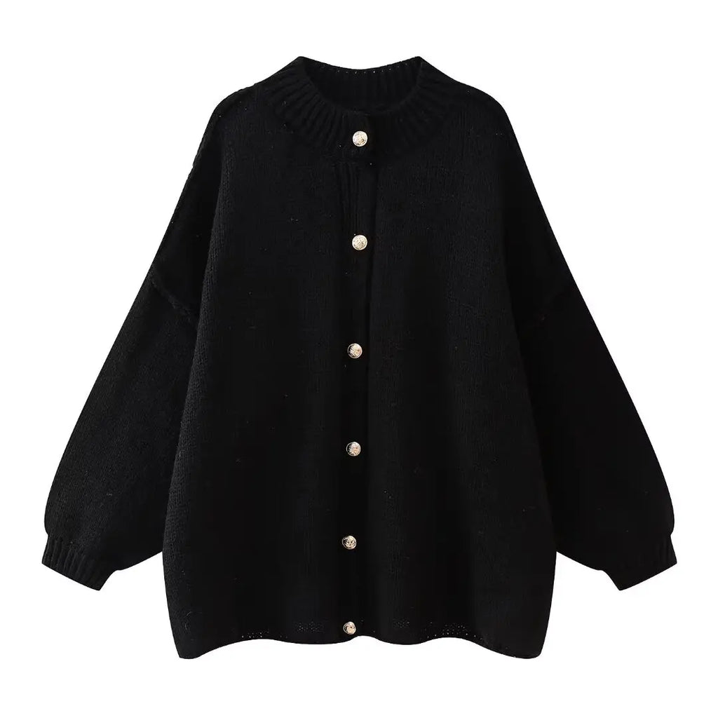 Casual Cardigan Women Sweater Loose Single Breasted O-neck Fashion Sweaters Autumn Office Female All-match Top Coat - Matrix Studios