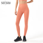 SOISOU Nylon Yoga Pants Gym Leggings Women Girl Fitness Soft Tights High Waist Elastic Breathable No T Line Sports Pants - Matrix-studios.com