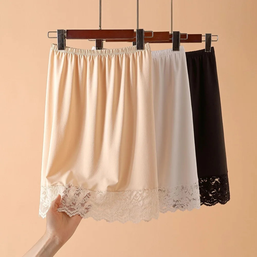 Thin Ice Silk Modal Female Half Length Skirt Lace Anti-Penetrating Underskirt Anti-glare Mesh Flower Innerwear Short Skirt Women - Matrix-studios.com