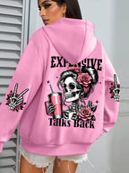 Expensive Talks Back Funny Printing Womens Hoodie Loose Multicolor Pullovers Fleece Autumn Sportswear Casual Pocket Hoody - Matrix Studios