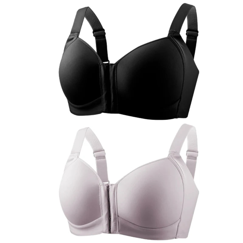 FallSweet Women's Front Closure Bra Plus Size Wireless Bralette Thin Cup Comfortable Underwear Mom Lingerie Seamless Brassiere - Matrix Studios
