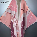 WINYI Africa Bohemia print Kimonos loose dresses for woman Cardigans beach outfits kaftan beach cover up evening dress maxi coat - Matrix Studios