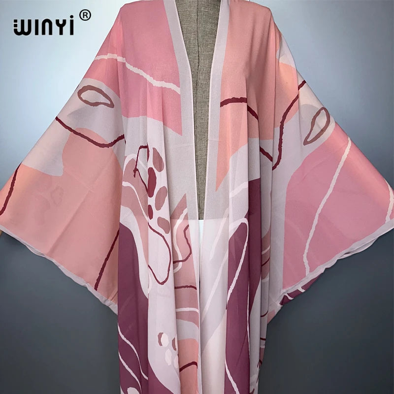 WINYI Africa Bohemia print Kimonos loose dresses for woman Cardigans beach outfits kaftan beach cover up evening dress maxi coat - Matrix Studios