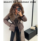 Reality Fur Jacket Real Fur Collar Duck Down Coat Female Winter Hooded Warm Fox Fur Coat Women Natural Raccoon Fur Puffer Jacket - Matrix Studios