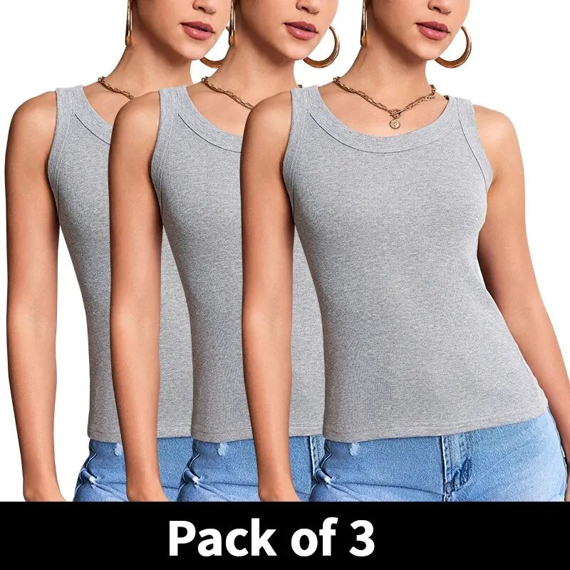 3-piece Ladies Solid Color Vest Fashion Joker Young Woman Threaded Camisole - Matrix-studios.com