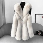 2025 Women Autumn Winter New Imitation Fox Fur Vest Jacket Female Mid-Length Vest Women Grace Fashion Young Coat - Matrix Studios