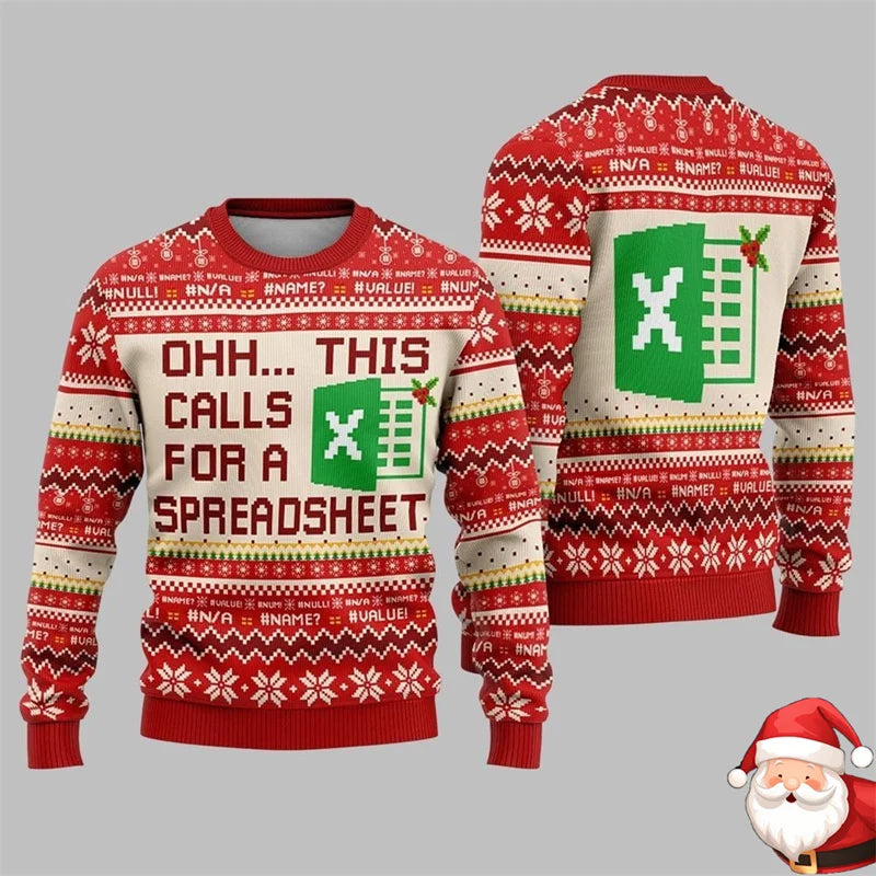 Personality Work Spreadsheet Christmas Funny Ugly Sweater Worker Fun Unique Long Sleeve Pullover Sweatshirt Novel Xmas 2026 - Matrix Studios