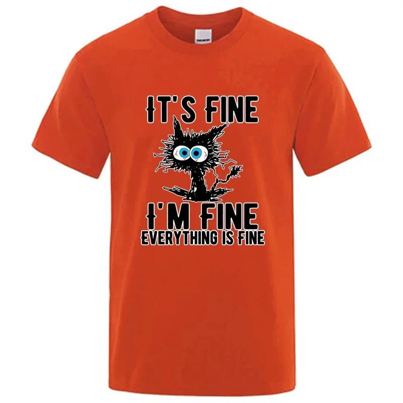 Men's High Quality T-shirt Cotton Blend Funny Cool Cat Printed T-shirt Casual Men Short Sleeve T-shirt for Men T-Shirt Male Top - Matrix Studios