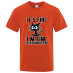 Men's High Quality T-shirt Cotton Blend Funny Cool Cat Printed T-shirt Casual Men Short Sleeve T-shirt for Men T-Shirt Male Top - Matrix Studios