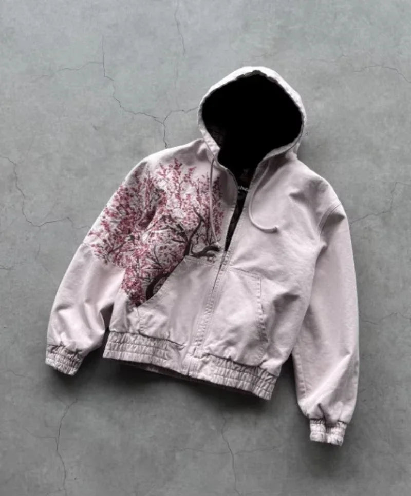 American Y2K New Hip Hop Trend Zipper Hoodie Women Street Casual Loose Joker Vintage Sweatshirt Unisex Fleece Padded Warm Hoodie