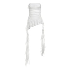 Sexy Off Shoulder New Tank Tops Fashion Women Spring Summer Sleeveless High Street Chest Warp Crop Top Casual Tassel Y2K Tees - Matrix-studios.com