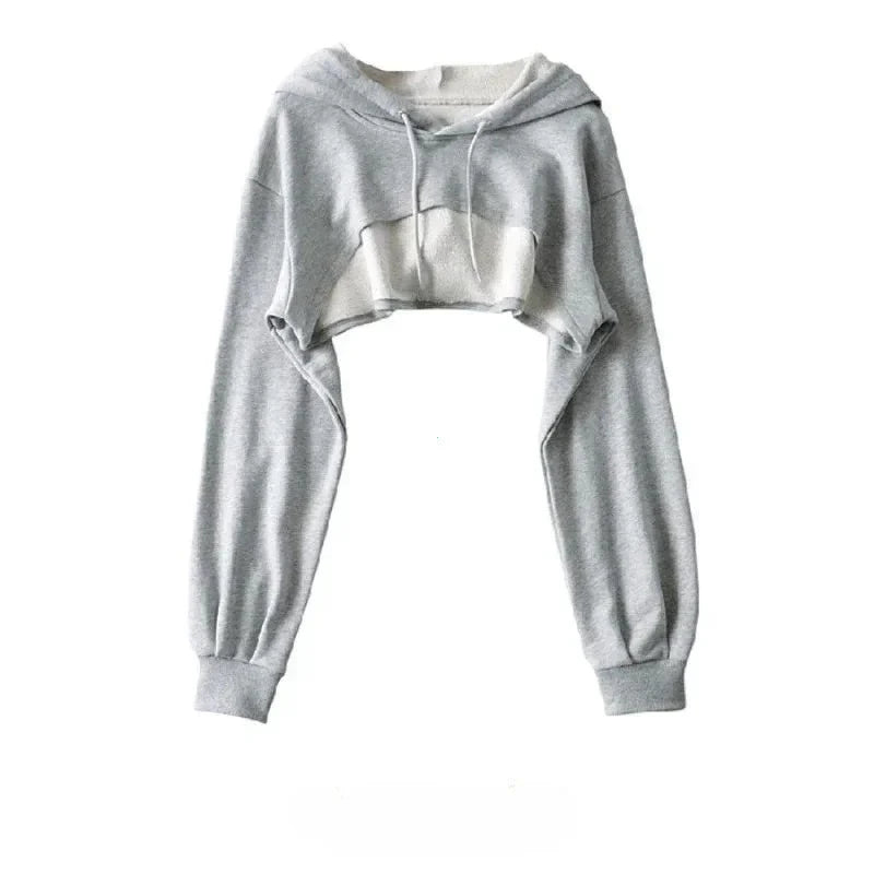 Hoodie Female Hoodie Personality Irregular Crop Ultra Short Style Long Sleeve Top Female Drop Shipping Sweatshirt Y2k Clothes - Matrix Studios