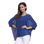 BHflutter White Blouse Shirt Women Fashion Batwing Casual Summer Tops Tees Ladies Print Chiffon Blouses Streetwear Plus Size - Matrix-studios.com
