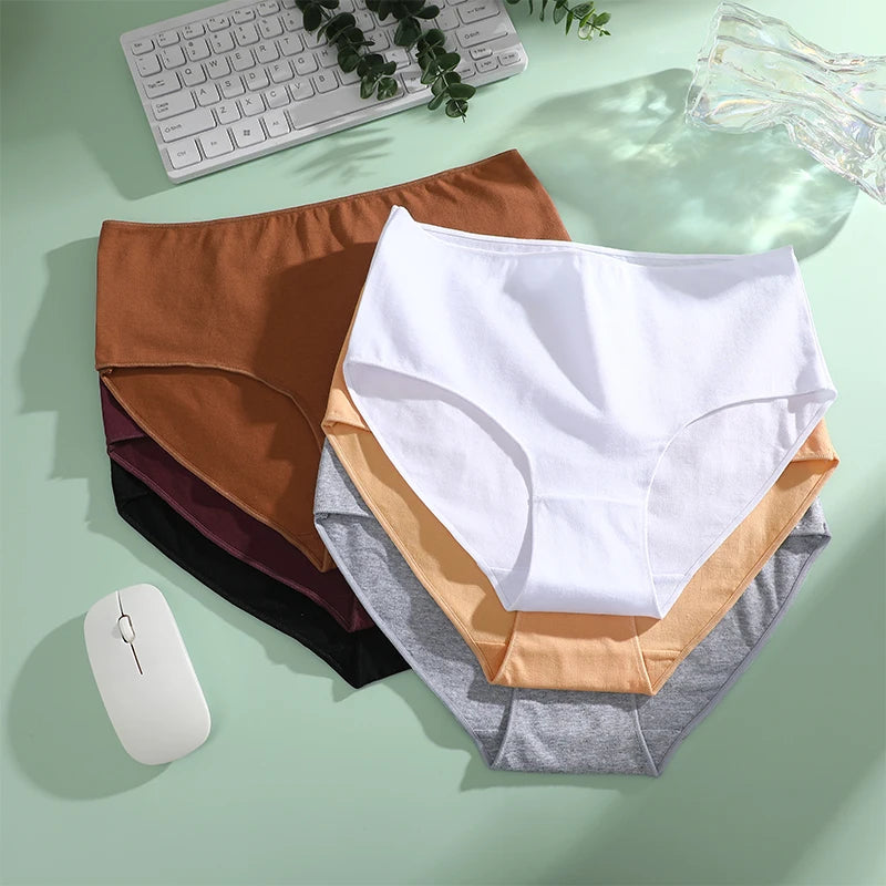 4Pcs/Set Comfort Cotton Panties Women High Waist Briefs Seamless Underwear Breathable Underpants Plus Size Panty S-2XL Intimates - Matrix Studios