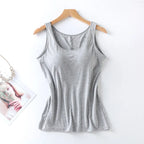2026 Women's Vest Tops With Built In Bra Neck Vest Padded Slim Fit Tank Tops Sexy Shirts Feminino Casual Underlay shirt slimming - Matrix-studios.com