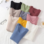 Autumn Winter Women Sweaters Casual Long Sleeve Knitted V Neck Pullover Sweater Femme Basic Solid Jersey Tops Fashion Clothes - Matrix-studios.com
