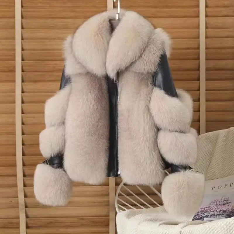 New brand winter Real Fox Fur Coats With Genuine Sheepskin Leather Wholeskin Natural Fox Fur Jacket Outwear Luxury Women Fur - Matrix Studios