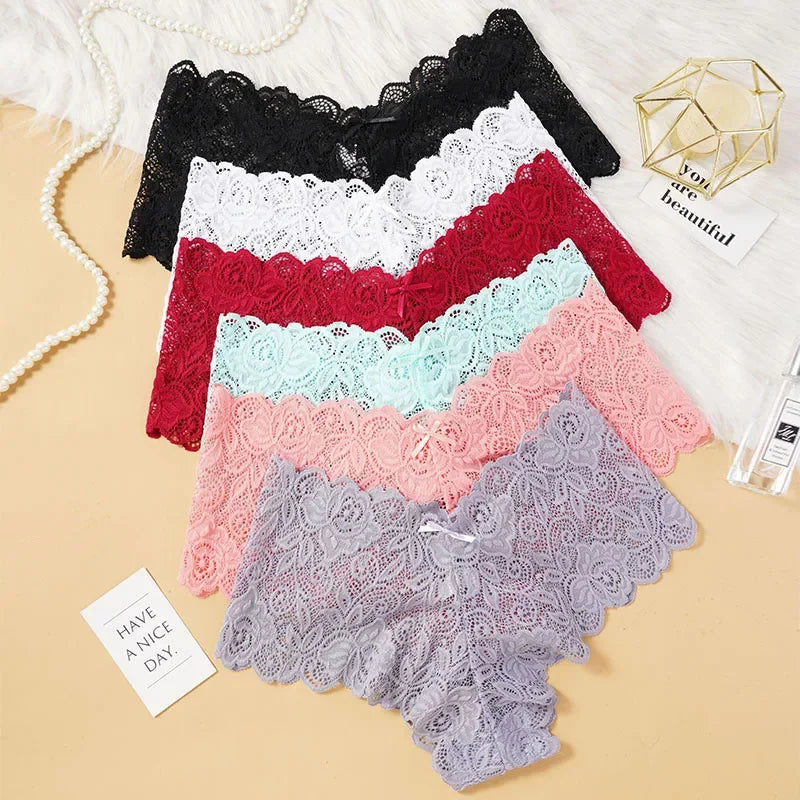 M-XXL Sexy Floral Lace Panties Women Briefs Low Waist Soft Lingerie Cost-Effective Comfortable Underwear Girls Intimate Panty - Matrix Studios