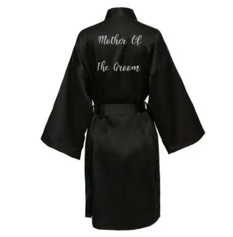 Satin Silk Robe Bride Robe Women Wedding Robe Bridesmaid Robes Dressing Bridal Robes Black - Matrix-studios.com