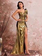 Lucyinlove Luxury Slanted Shoulder Fishbone Evening Dresses Woman Waist-cinching Mermaid Wedding Party Elegant Long Formal Prom - Matrix Studios