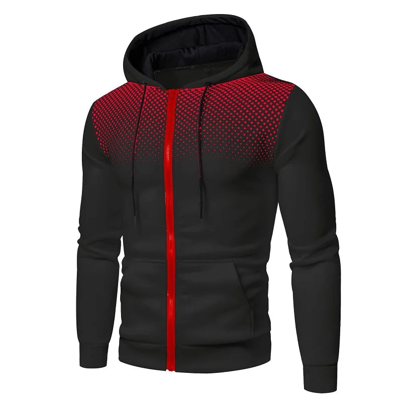 Men's Zip Up Hoodie Pocket Polka Pot Print Hooded Sweatshirt Sport Outdoor Casual Slim Fit Men Spring AutumnZipper Hoodie - Matrix Studios