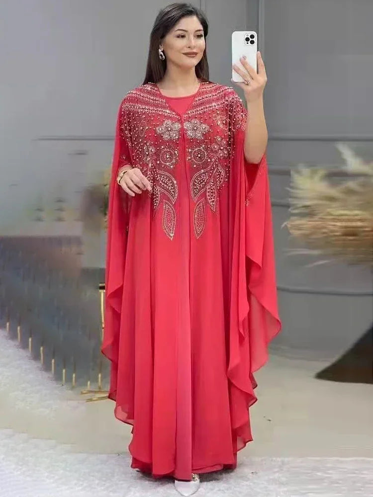 Abayas For Women Dubai Luxury 2024 Chiffon Boubou Muslim Fashion Dress Caftan Marocain Wedding Party Occasions Djellaba Femme - Matrix-studios.com